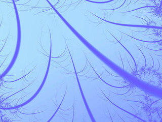 Look into the blue sky at the fantastic frosty forest.