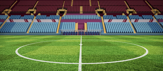 Obraz premium Football pitch with football stands background.3d rendering