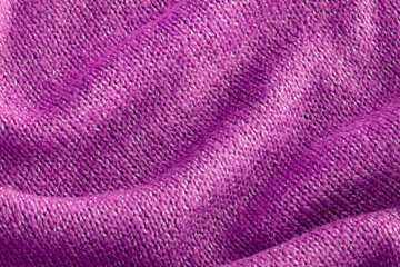 Obraz na płótnie Canvas Color of the year 2022 soft knitted sweater texture closeup. Light ultra violet abstract background. Trendy soft blue backdrop for web design. Luxury twisted fabric backplate 