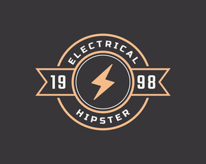 Hipster Vintage Retro Rustic Label Badge for Electric Bolt Flash Storm Stamp Logo Design Inspiration