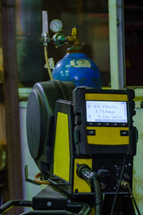 A modern semi-automatic welding machine with great functionality in the production hall. MIG...