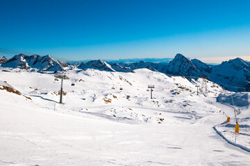 Ski slope in the alps of Gressoney