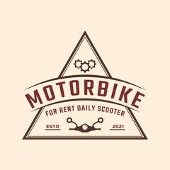 Classic Vintage Retro Label Badge Emblem Motorbike and Scooter Rental Logo Design Inspiration