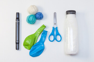 Antistress hand made toy from starch or flour and balloon step by step. DIY concept.