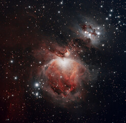 Orion and running man nebula in dark space