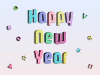 Happy New Year Colorful 3d Lettering for New Year and Christmas Greetings Art & Illustration