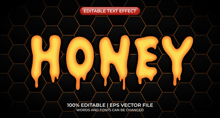 Honey - Editable Text Effect. Font Style. Editable text effect. Honey text effect with honeycomb pattern.