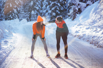 Runners take a break from jogging