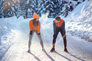 Runners take a break from jogging