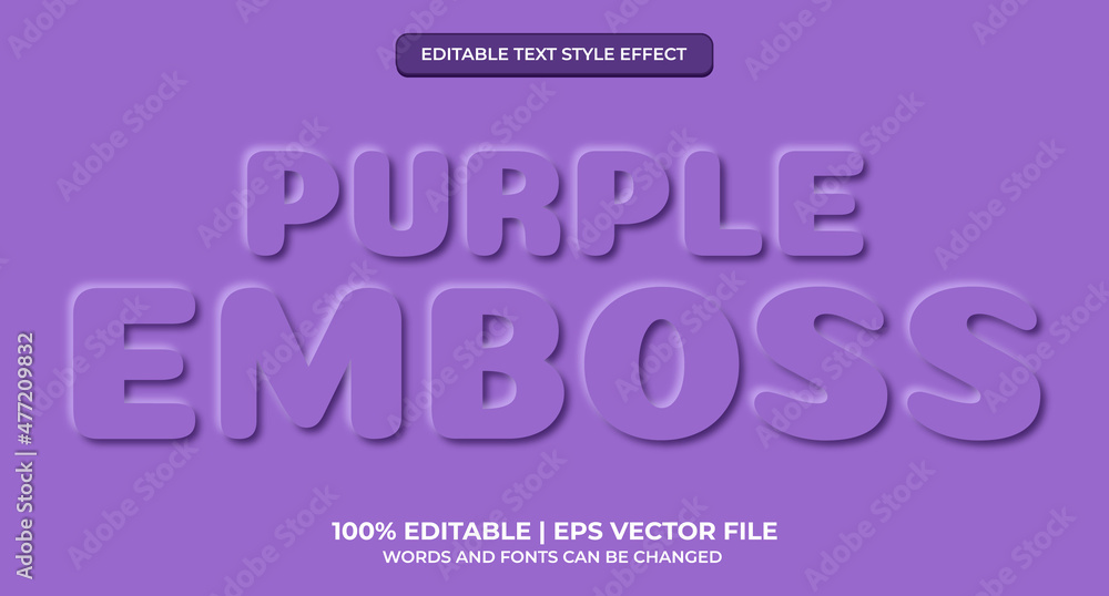 Poster neomorphic text effect. neomorphisme emboss 3d simple purple modern editable text effect