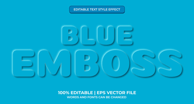 Neomorphic text effect. Neomorphisme emboss 3d simple blue modern editable text effect