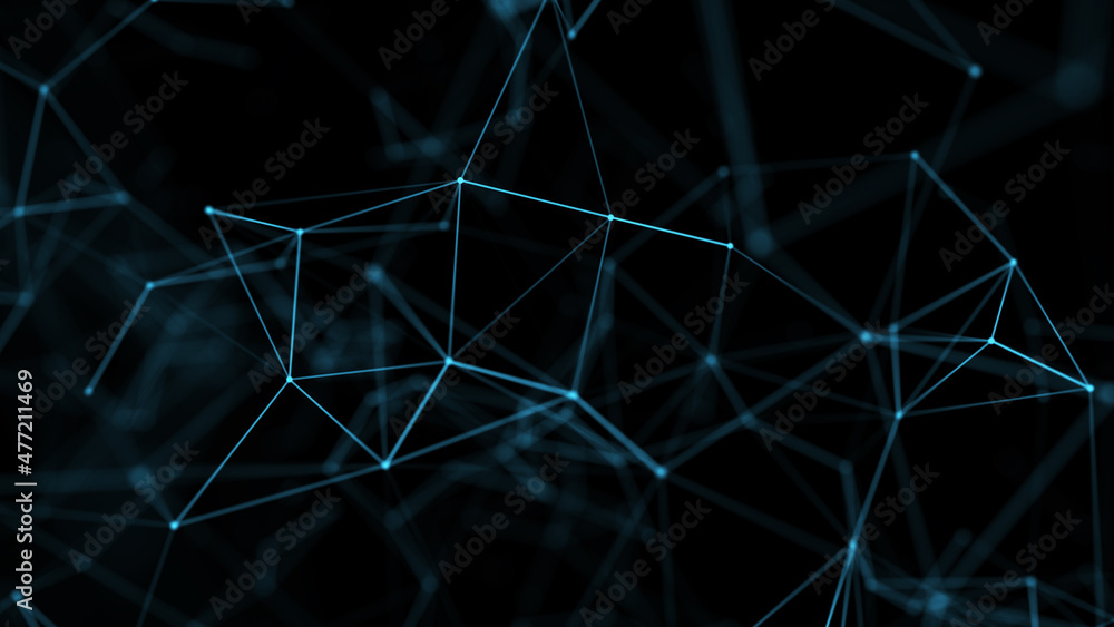 Fototapete Abstract digital background of points and lines. Glowing plexus. Big data. Network or connection. Abstract technology science background. 3d rendering