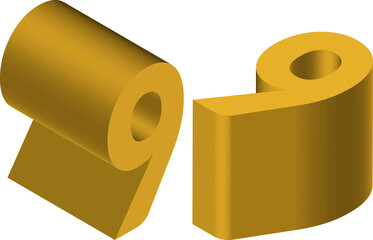 Isometric number 9. Template for creating logos, emblems, monograms