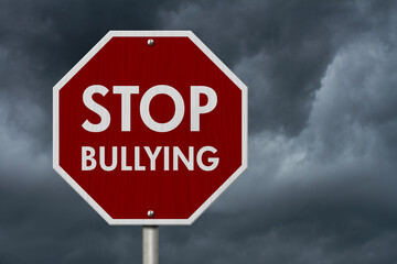 Stop Bullying Red and white stop sign