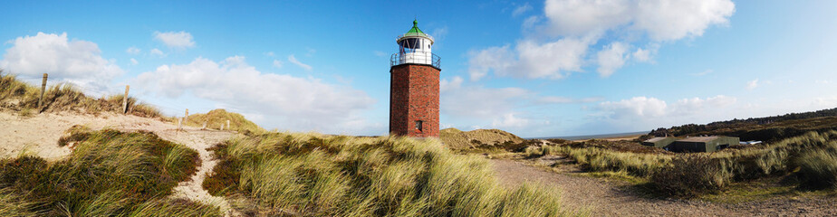 Fototapeta na wymiar The Lighthouse Quermarkenfeuer, Kampen, Sylt, Germany, Europe
