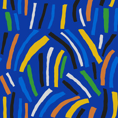 Contemporary art collage with multicolor stripes. Modern vector seamless pattern with cut out elements.