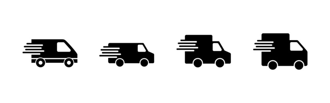 Delivery truck icons set. Delivery truck sign and symbol. Shipping fast delivery icon