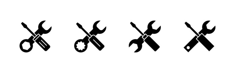 Repair tools icons set. tool sign and symbol. setting icon. Wrench and screwdriver. Service