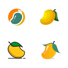 Mango fruit icon set logo design