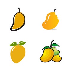 Mango fruit icon set logo design