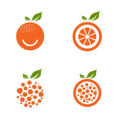 Orange fruit icon set logo design