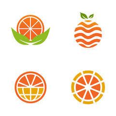 Orange fruit icon set logo design