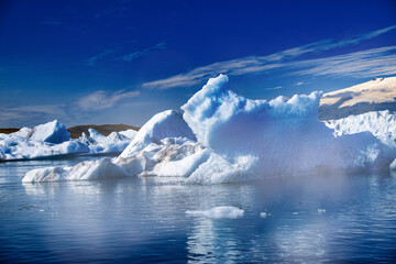 Icebergs in the Jokulsarlon Lagoon, Southern Iceland in summer season