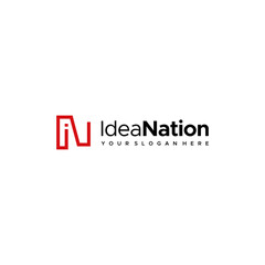 Flat initial IN IDEA NATION insurance logo design