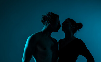 silhouette of a couple. Sexy couple. Love game. Hot photo. Erotica. Sexy game. 