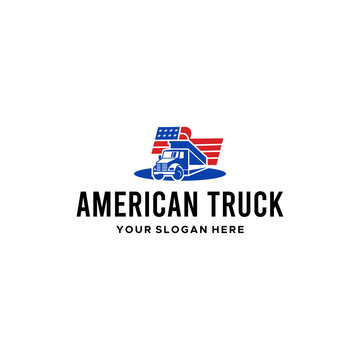 Modern colorful AMERICAN TRUCK car logo design