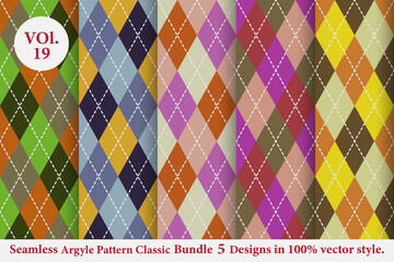 Argyle classic Pattern vector Bundle 5 designs Vol.,Fabric texture background