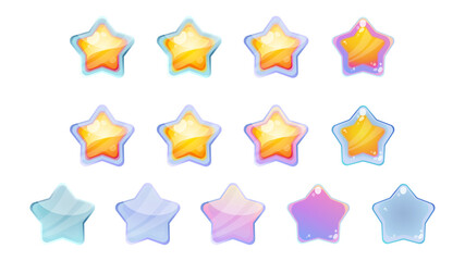 Obraz premium Cartoon stars vector icons set. Collection icon design for game, ui, banner, game development.