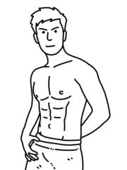 Fototapeta premium black and white of cute man cartoon for coloring