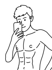 black and white of cute man cartoon for coloring
