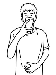 black and white of cute man cartoon for coloring