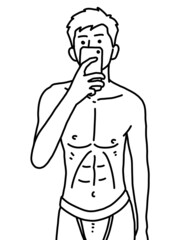 black and white of cute man cartoon for coloring