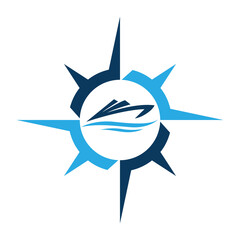 Sailing boat vector logo design template.