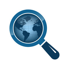 Magnifying With Earth Icon Vector Design Template. 