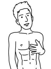 black and white of cute man cartoon for coloring