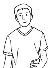 black and white of cute man cartoon for coloring