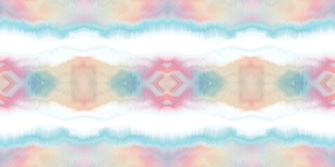 Geometric pastel summer tie dye batik stripe border pattern. Seamless shibori space dyed striped effect pretty trim edging. Washed out boho beach wear ribbon endless tape.