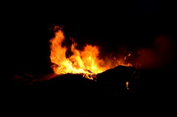 hot fire in night garden