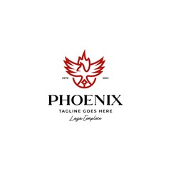 line art phoenix bird logo icon vector template