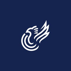 Fototapeta premium line art phoenix bird logo icon vector template