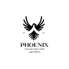 line art phoenix bird logo icon vector template
