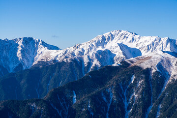 間ノ岳・農鳥岳　鳳凰三山からの眺望　山岳写真