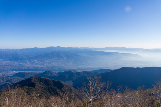 山岳風景　薬師岳稜線からの絶景　冬