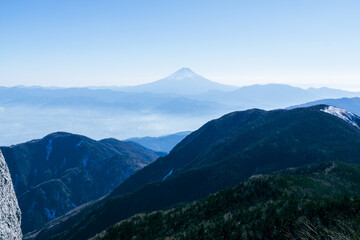 富士山　薬師岳からのぞむ　冬