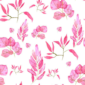 Watercolour pattern from pink leaf's © Antonina
