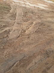 dry wheel track on dirt soil texture